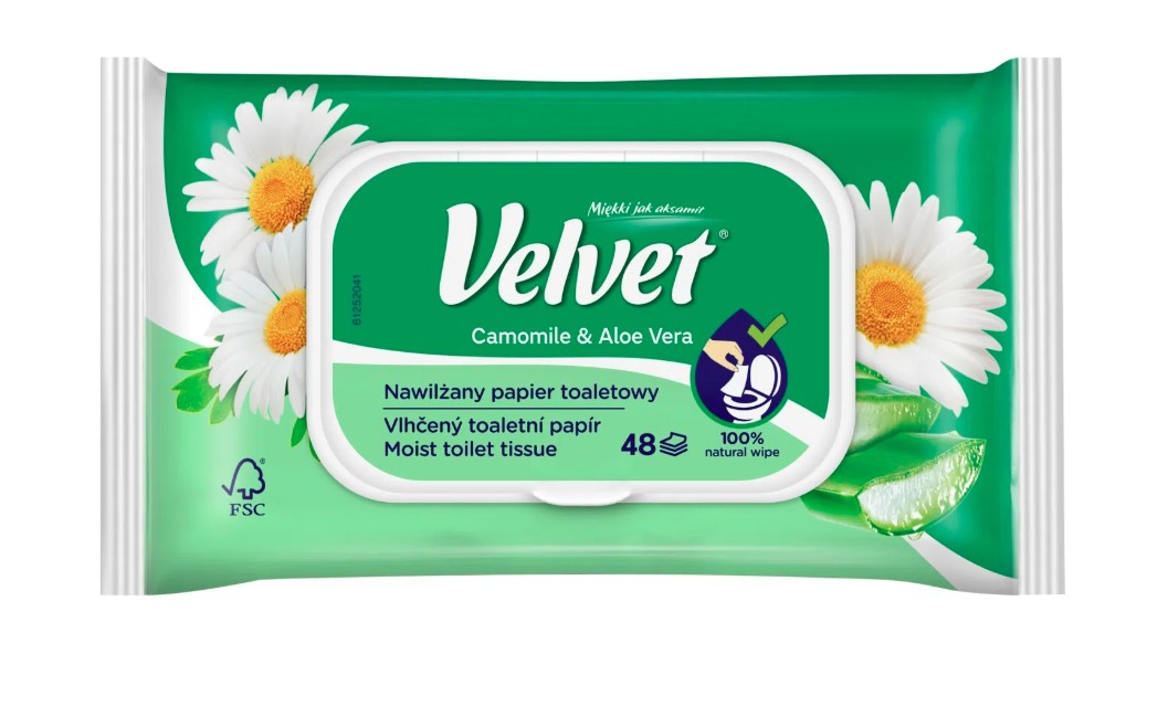 Papier toaletowy nawilżany Velvet Rumianek i aloes 48 szt